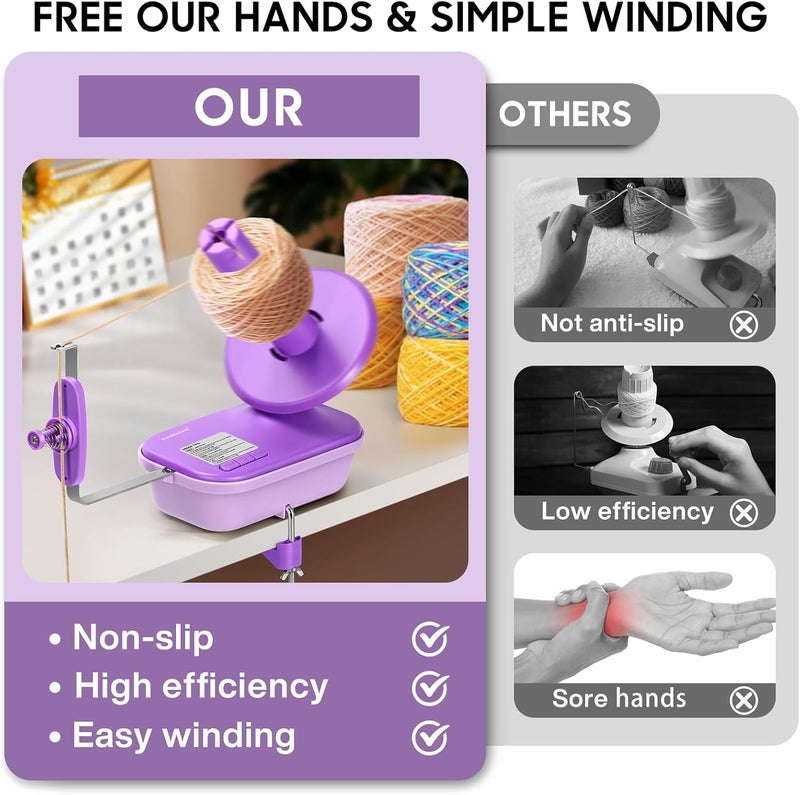 DoubleCare Electric Yarn Winder for Crocheting High Speed, Upgrade Three Gears Adjustable 4-10oz Large Capacity Automatic Yarn Ball Winder, Yarn Spinner - Image 2